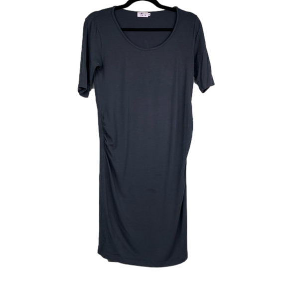 happy mama maternity charcoal t-shirt dress small - Picture 1 of 5